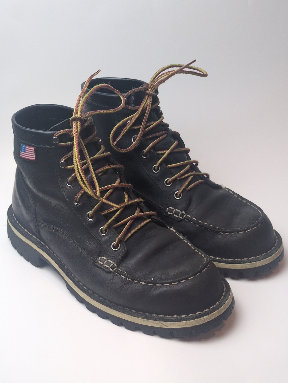 Danner Bull Run Moc Toe 6" Black Lace Up Leather Boots Mens US 8 EE Wide Width